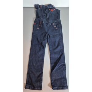 True Religion Manchester United Girls Size 5 Denim Overalls Dark Wash